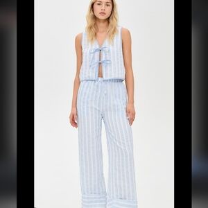 Line & Dot | Kamari Light Blue and White Striped Matching Set